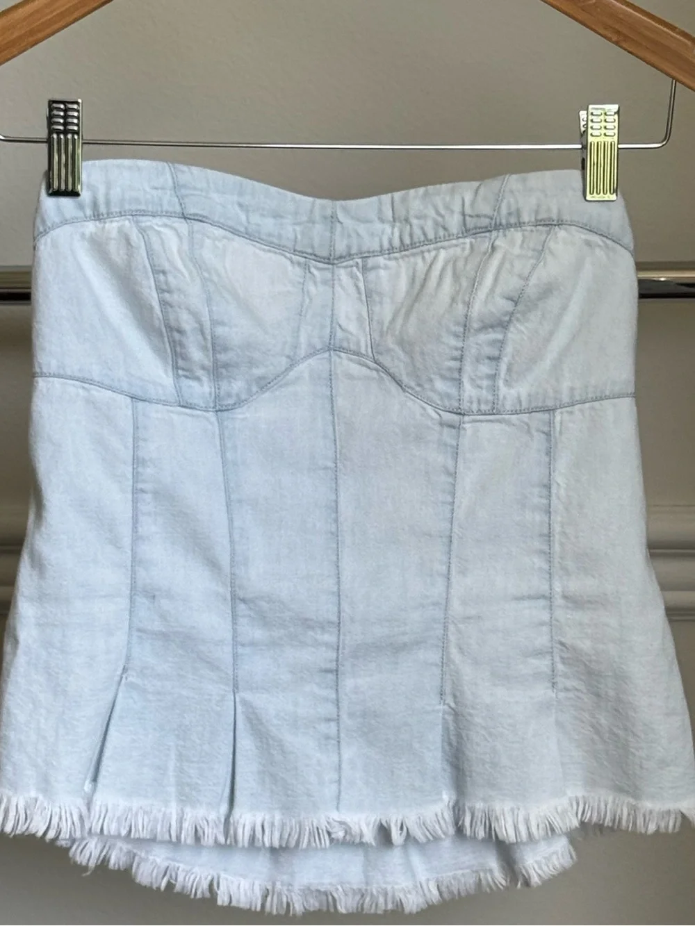 Free People Better Day Cropped Tube Top Small Light Denim Pre-owned